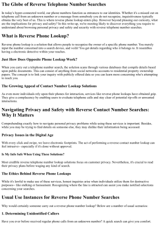 Browsing  Personal Privacy and Safety with Reverse Phone Number Searches