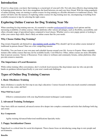 Exploring Online Courses for Dog Training Near Me