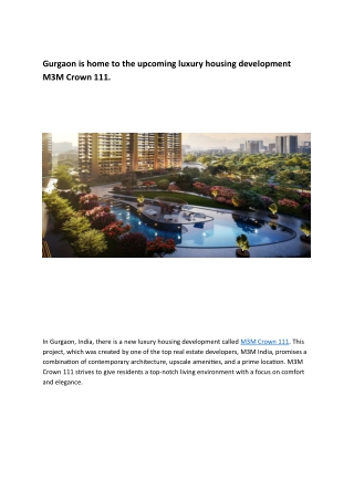 gurgaon is home to the upcoming luxury housing