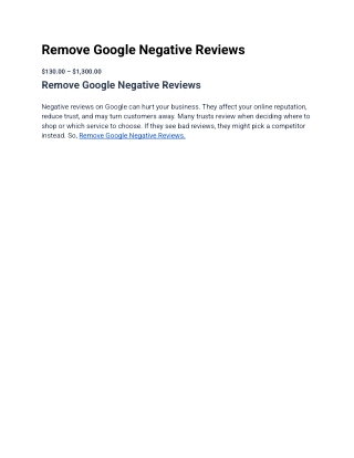 Remove Google Negative Reviews
