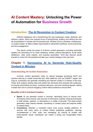 AI Content Mastery  Unlocking the Power of Automation for Business Growth