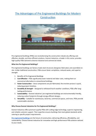 the advantages of pre engineered buildings