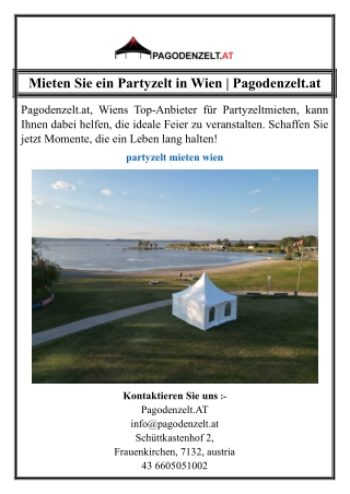 Mieten Sie ein Partyzelt in Wien | Pagodenzelt.at