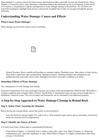 A Step-by-Step Approach to Water Damage Cleanup in Round Rock