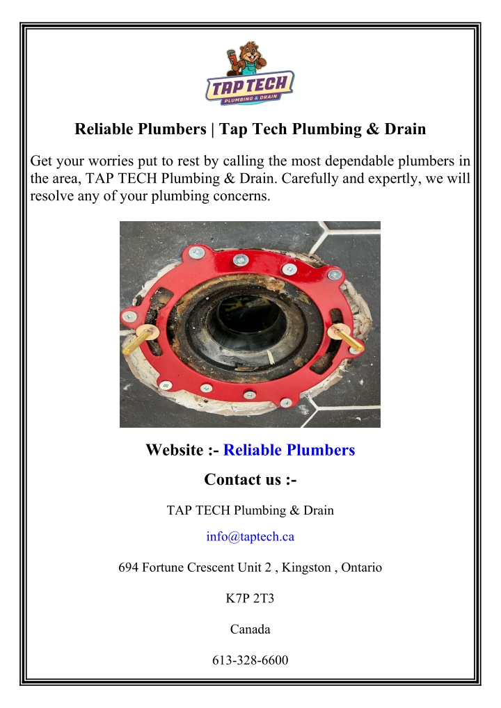 reliable plumbers tap tech plumbing drain