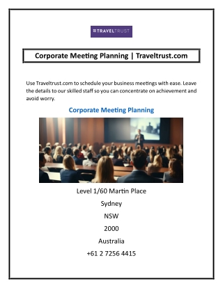 Corporate Meeting Planning | Traveltrust.com