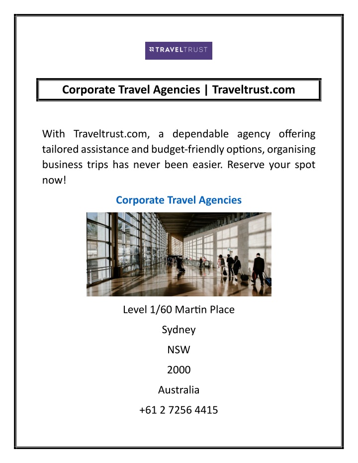 corporate travel agencies traveltrust com