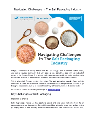 Navigating Challenges In The Salt Packaging Industry