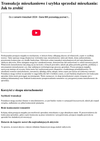 Skup nieruchomości: Profesjonalna sprzedaż lokali i szybka sprzedaż mieszkania