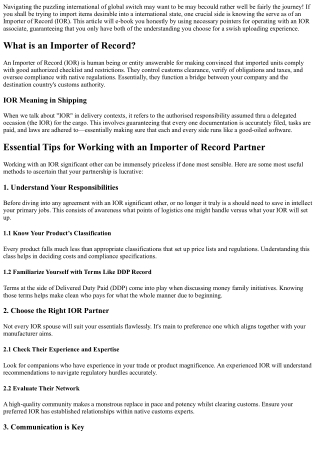 Essential Tips for Working with an Importer of Record Partner