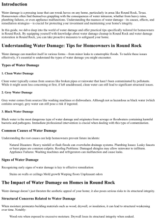 Understanding Water Damage: Tips for Homeowners in Round Rock