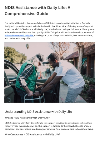 ndis assistance with daily life a comprehensive