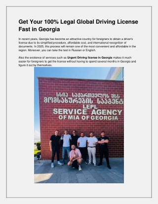 Get Your 100 Legal Global Driving License Fast in Georgia