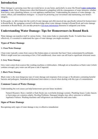 Understanding Water Damage: Tips for Homeowners in Round Rock