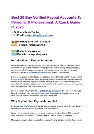 Best 20 Buy Verified Paypal Accounts To Personal & Professional_ A Quick Guide In 2025