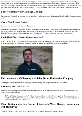 Client Testimonials: Real Stories of Successful Water Damage Restoration with Re