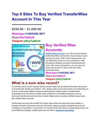 Top 9 Sites To Buy Verified TransferWise Account In This Year