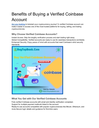 Benefits of Buying a Verified Coinbase Account