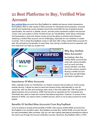 21 Best Platforms to Buy, Verified Wise Account