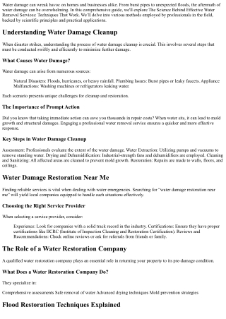 The Science Behind Effective Water Removal Services: Techniques That Work