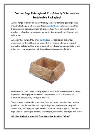 Courier Bags Reimagined Eco-Friendly Solutions for Sustainable Packaging!