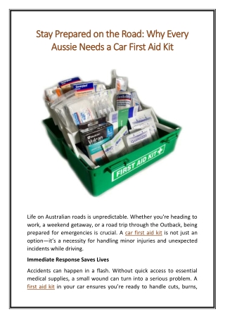 Stay Prepared on the Road Why Every Aussie Needs a Car First Aid Kit