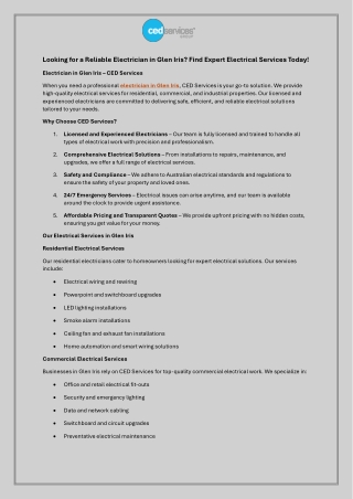 Looking for a Reliable Electrician in Glen Iris Find Expert Electrical Services Today