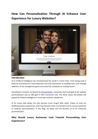 How Can Personalisation Through AI Enhance User Experience for Luxury Websites?