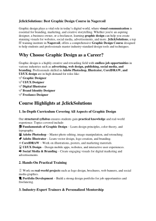 jclicksolutions best graphic design course