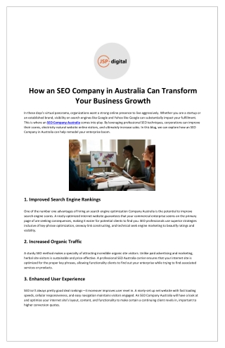 How an SEO Company in Australia Can Transform Your Business Growth