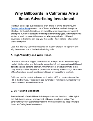 Are Billboards in California a Smart Advertising Investment?