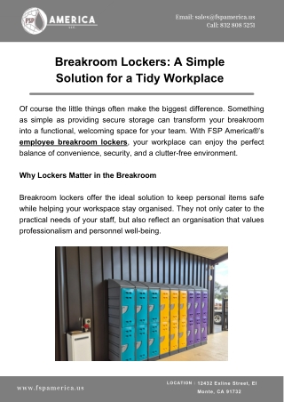 Breakroom Lockers A Simple Solution for a Tidy Workplace