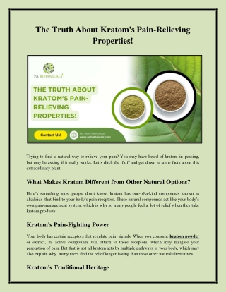 The Truth About Kratom's Pain-Relieving Properties!