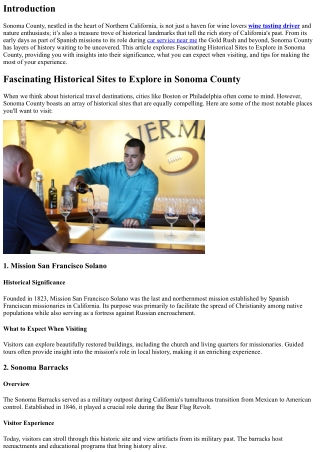 Fascinating Historical Sites to Explore in Sonoma County