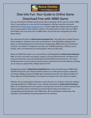 Online Game Download Free At ARBD Game