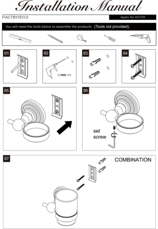 Traditional Wall Mounted Toothbrush Tumbler Holder (AACC113) - Installation Manual