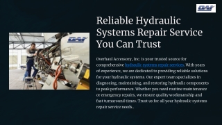 Reliable Hydraulic Systems Repair Service You Can Trust