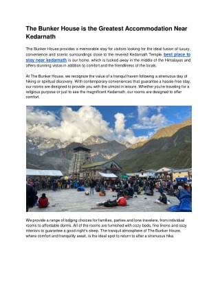 The Bunker House is the Greatest Accommodation Near Kedarnath