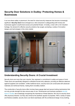 Security Door Solutions in Dudley Protecting Homes Businesses