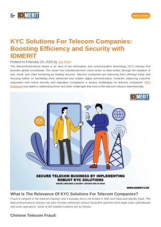 KYC Solutions For Telecom Companies: Boosting Efficiency and Security with IDMERIT