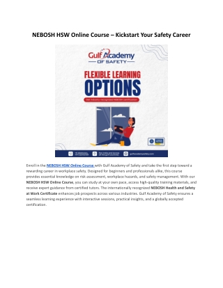 NEBOSH HSW Online Course – Kickstart Your Safety Career