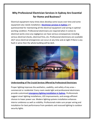 Why Professional Electrician Services in Sydney Are Essential for Home and Business