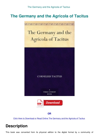 The Germany and the Agricola of Tacitus