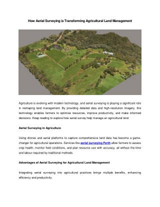 How Aerial Surveying is Transforming Agricultural Land Management