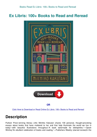 Books Read Ex Libris 100  Books to Read and Reread