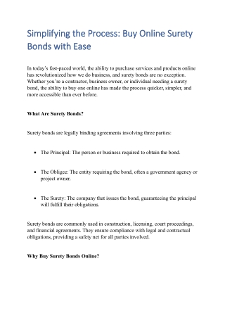 simplifying the process buy online surety