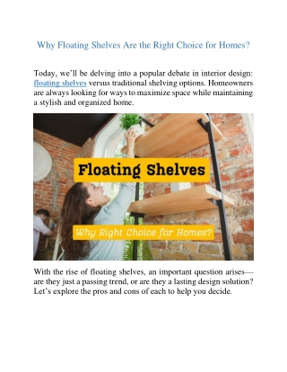 Why Floating Shelves Are the Right Choice for Homes