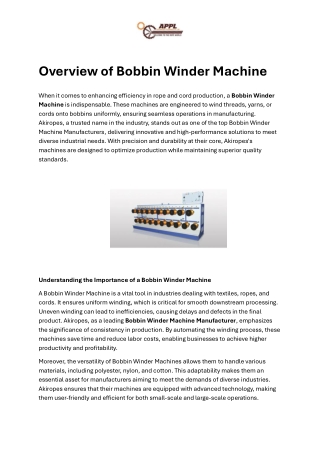 overview of bobbin winder machine when it comes