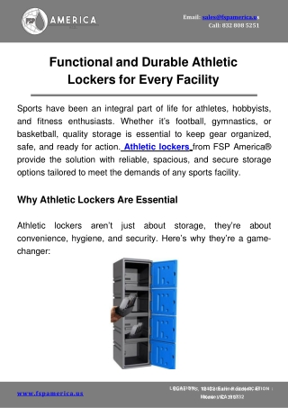 Functional and Durable Athletic Lockers for Every Facility