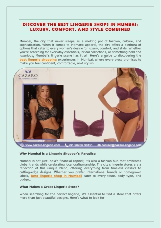 Discover the Best Lingerie Shops in Mumbai - Luxury, Comfort, and Style Combined